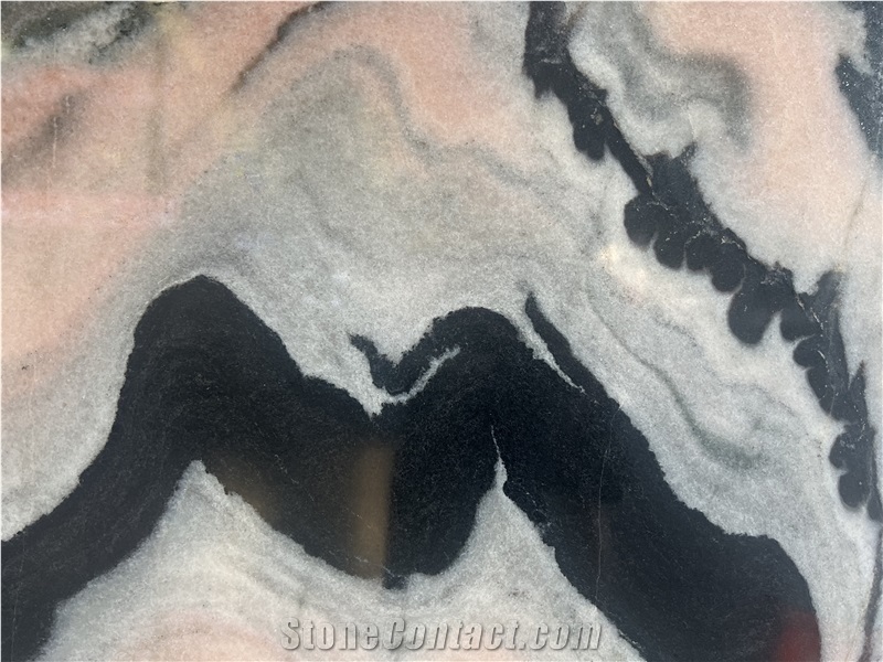 Natural Marble Panda Pink  Slabs Pattern