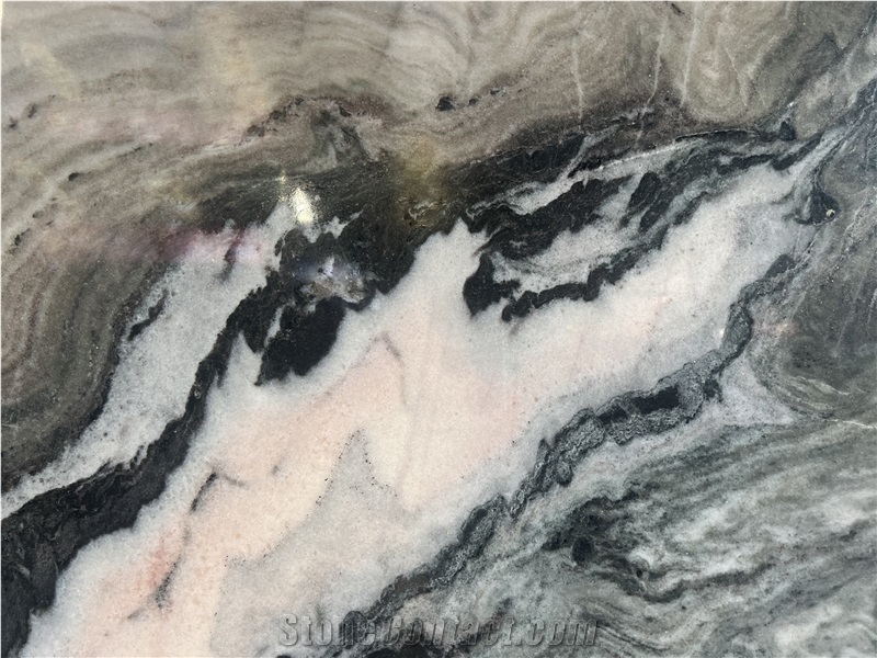 Natural Marble Panda Pink  Slabs Pattern