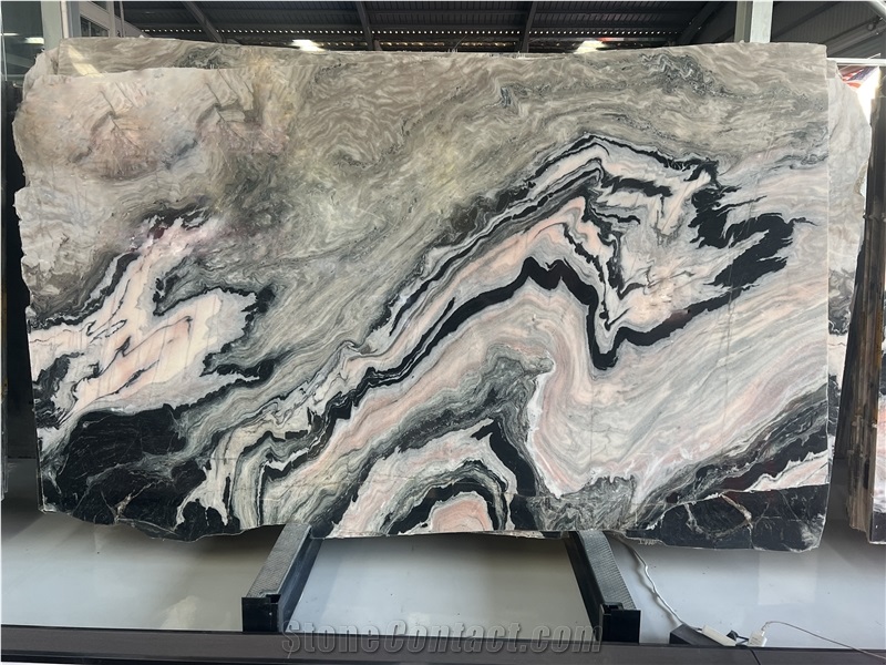 Panda Pink Marble Polished Slabs  Tiles