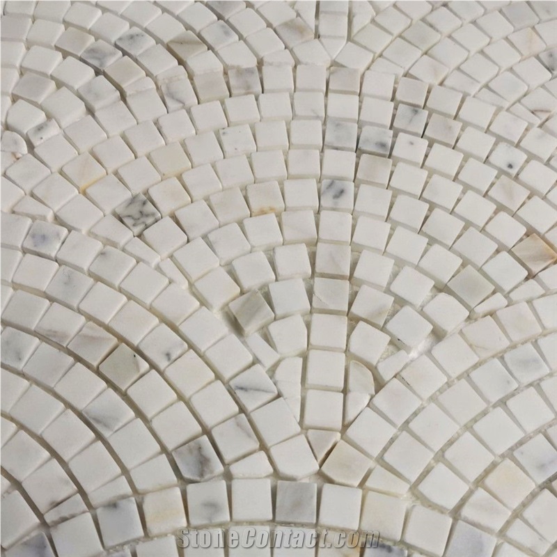 Calacatta Mini Fish Scale Scallop Fan Pattern Mosaic Tiles