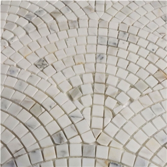 Calacatta Mini Fish Scale Scallop Fan Pattern Mosaic Tiles