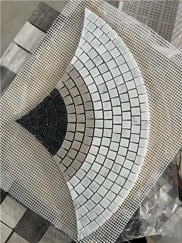 Calacatta Mini Fish Scale Scallop Fan Pattern Mosaic Tiles