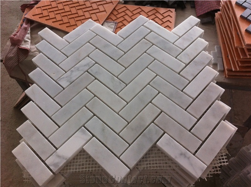 Calacatta Mini Fish Scale Scallop Fan Pattern Mosaic Tiles