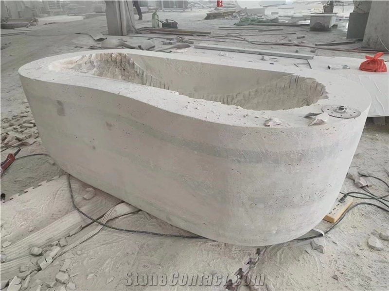 Custom Design Silver Travertine Bathtubs For Resort Spa