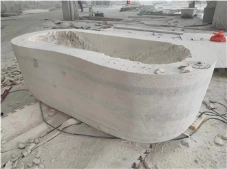 Custom Design Silver Travertine Bathtubs For Resort Spa