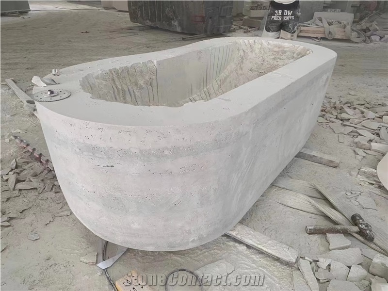 Custom Design Silver Travertine Bathtubs For Resort Spa