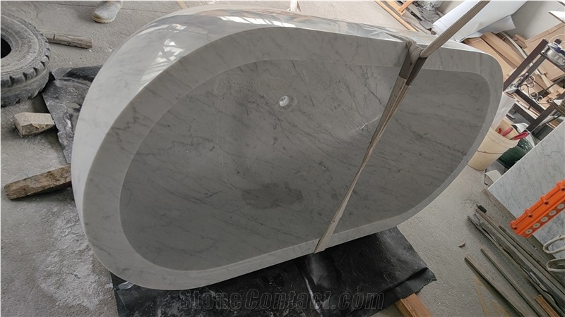 Luxury White Marble Bianco Carrara Bathtubs For Resort SPA