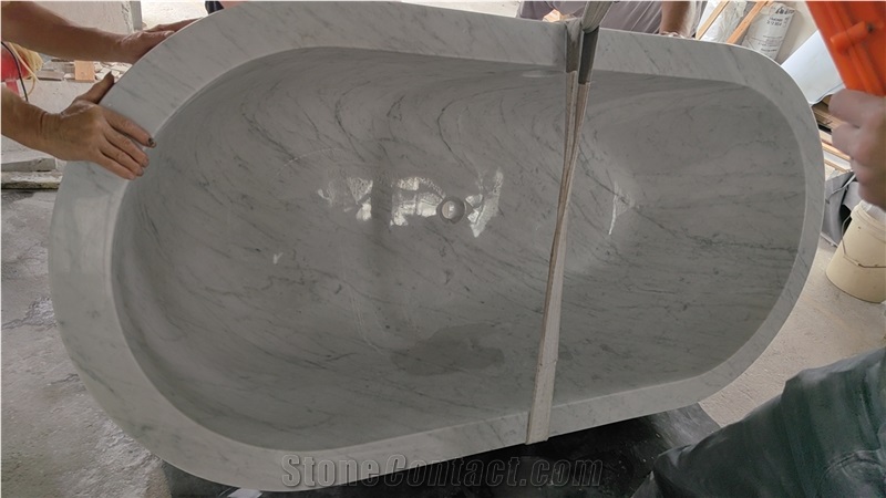 Luxury White Marble Bianco Carrara Bathtubs For Resort SPA