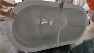 Luxury White Marble Bianco Carrara Bathtubs For Resort SPA