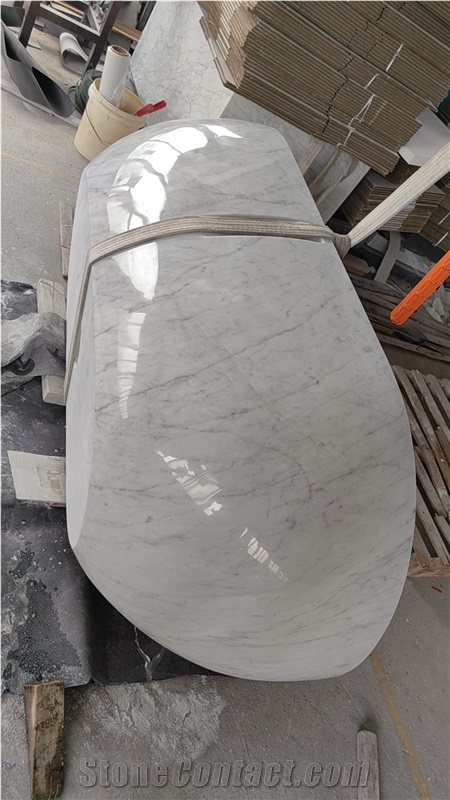 Luxury White Marble Bianco Carrara Bathtubs For Resort SPA