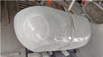 Luxury White Marble Bianco Carrara Bathtubs For Resort SPA