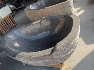 SPA  Tub Custom Design Hainan Grey Basalt River Stone Bathtubs For Resorts