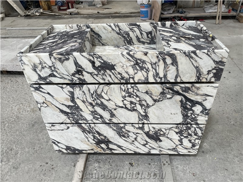 Calacatta Viola Marble Vanity Top Bathroom Cabinet Unit
