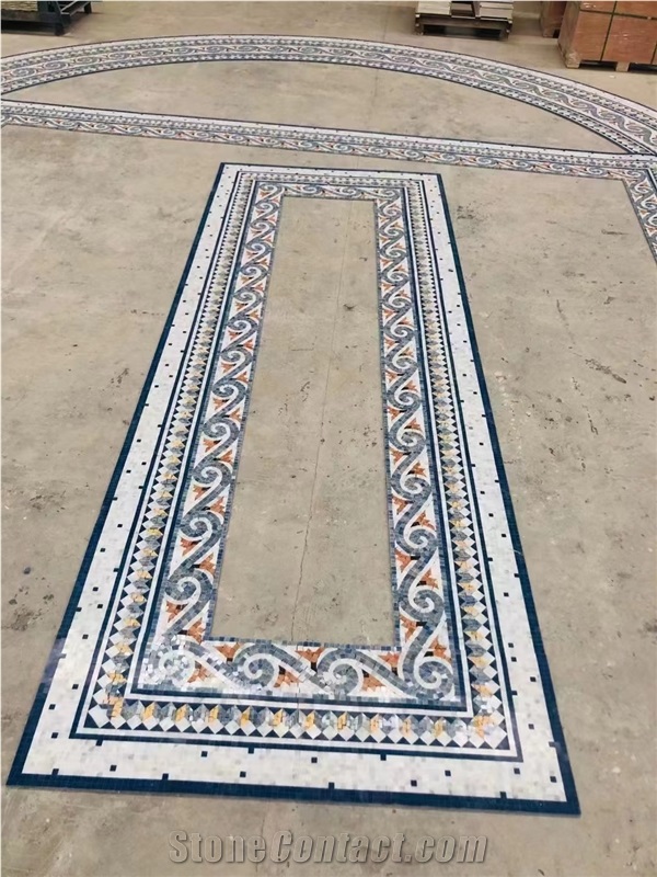 Customized Marble Waterjet Mosaic Tiles For Floor Lines