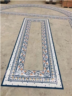 Customized Marble Waterjet Mosaic Tiles For Floor Lines Customized Marble Waterjet Mosaic Tiles For Floor Lines
