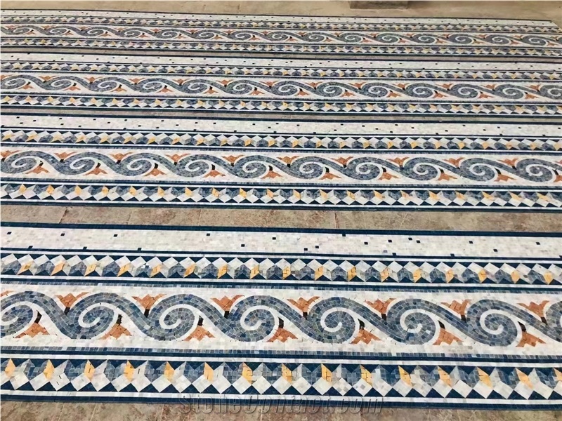 Customized Marble Waterjet Mosaic Tiles For Floor Lines