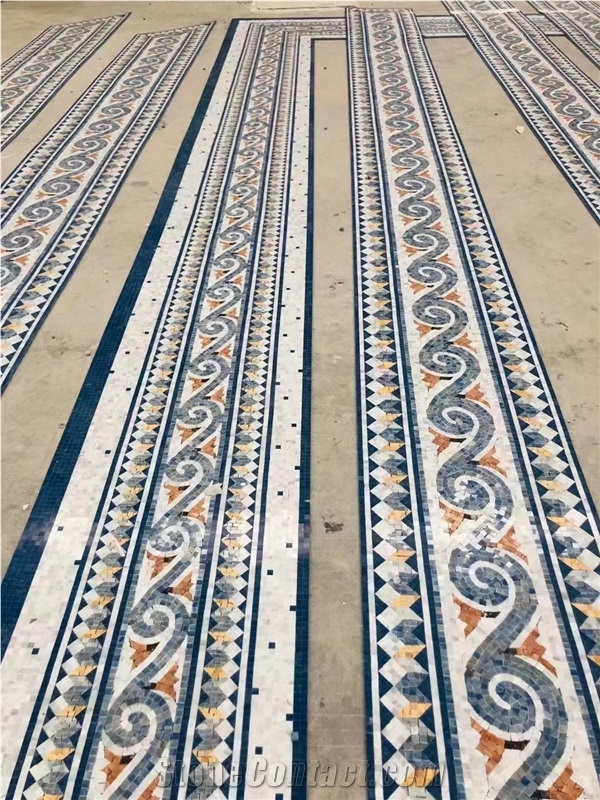 Customized Marble Waterjet Mosaic Tiles For Floor Lines
