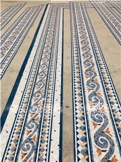 Customized Marble Waterjet Mosaic Tiles For Floor Lines