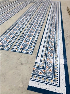 Customized Marble Waterjet Mosaic Tiles For Floor Lines