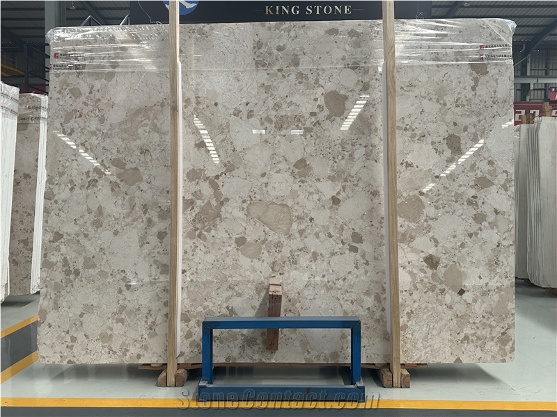 Natural Beige Breccia Marble Polished Slab For Wall Tiles