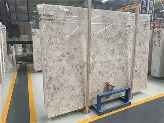 Natural Beige Breccia Marble Polished Slab For Wall Tiles