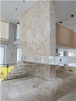 Natural Beige Breccia Marble Polished Slab For Wall Tiles