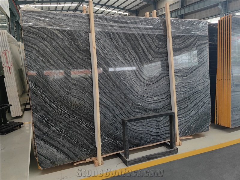 China Black Forest Natural Wooden Marble Slabs