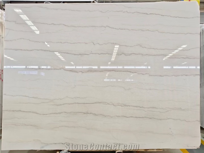 China Guangxi White Natural Marble With Gray Veins Tiles