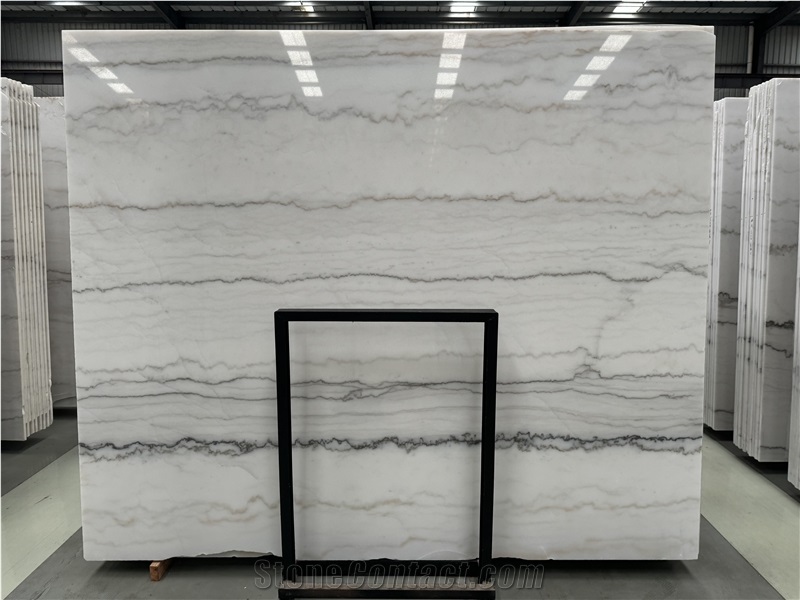 China Guangxi White Natural Marble With Gray Veins Tiles