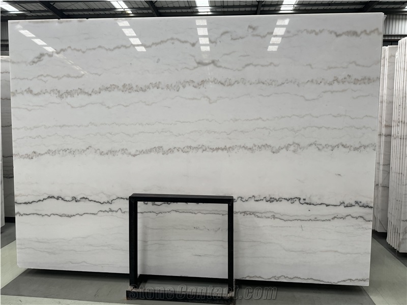 China Guangxi White Natural Marble With Gray Veins Tiles