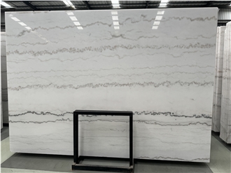 China Guangxi White Natural Marble With Gray Veins Tiles