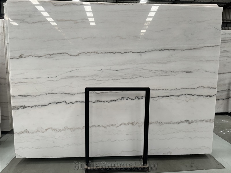 China Guangxi White Natural Marble With Gray Veins Tiles