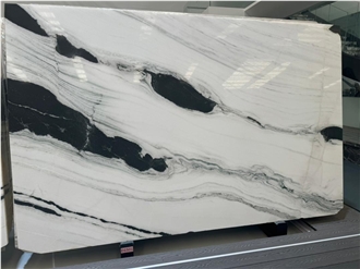 China Panda White Bookmatch Marble With Black Veins Slabs