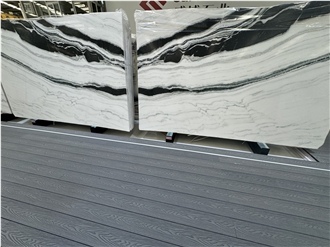China Panda White Bookmatch Marble With Black Veins Slabs