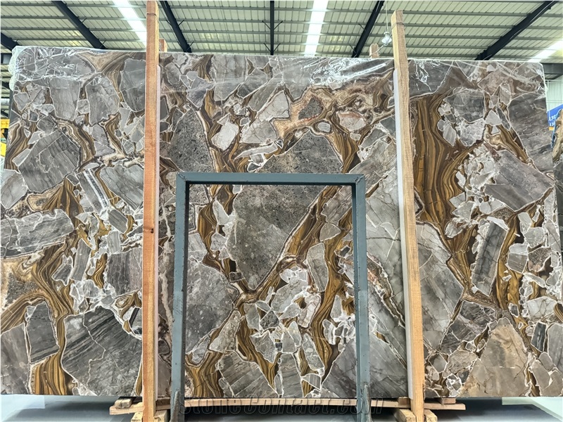 Turkish Golden Age Natural Marble With Golden Veins Tiles