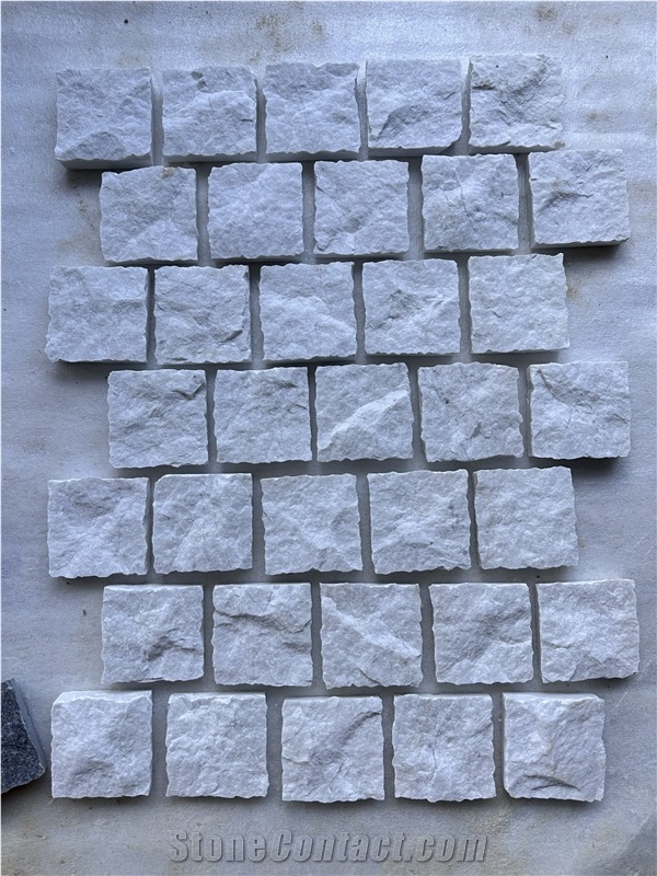 Milky White Marble Split Cobbles Stone Veneer