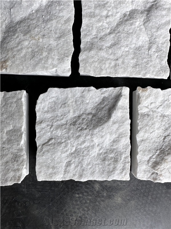 Milky White Marble Split Cobbles Stone Veneer