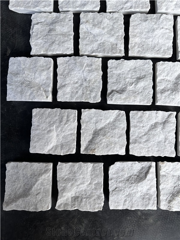 Milky White Marble Split Cobbles Stone Veneer