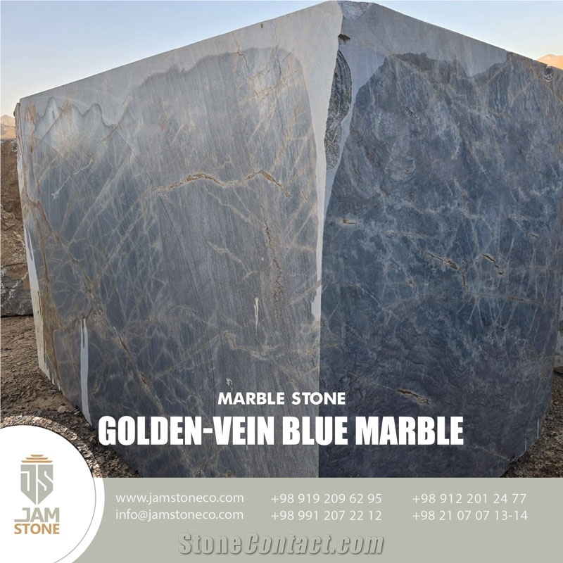 Golden Vein Blue Marble Blocks