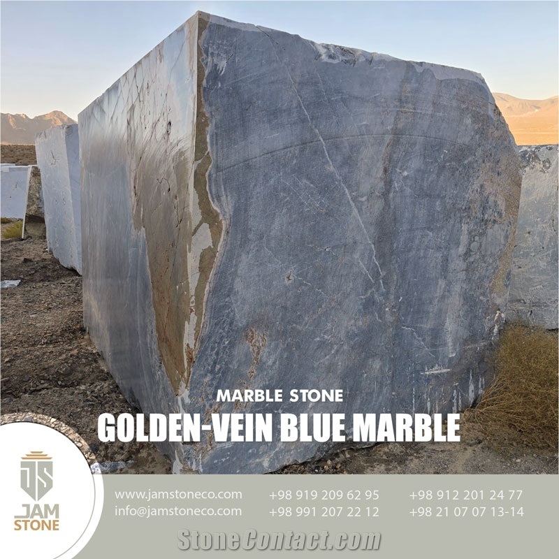 Golden Vein Blue Marble Blocks