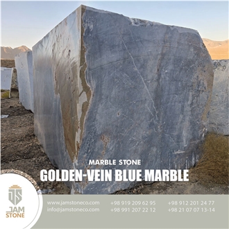Golden Vein Blue Marble Blocks