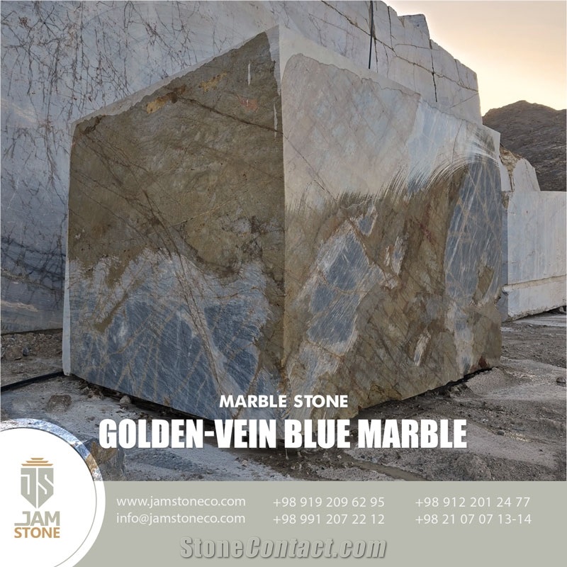 Golden Vein Blue Marble Blocks