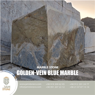 Golden Vein Blue Marble Blocks