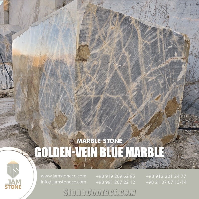 Golden Vein Blue Marble Blocks
