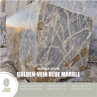 Golden Vein Blue Marble Blocks