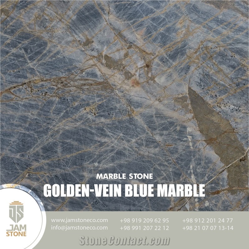 Golden Vein Blue Marble Blocks