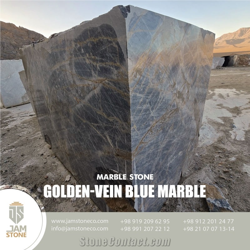 Golden Vein Blue Marble Blocks