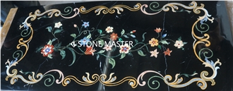 Marble Inlay Black Table Top Furnishing Luxury