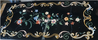 Marble Inlay Black Table Top Furnishing Luxury