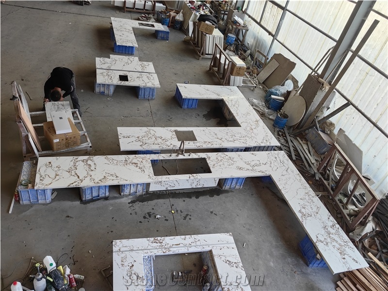 AST 5050 Calacatta Borghini Quartz Kitchen Bar Tops
